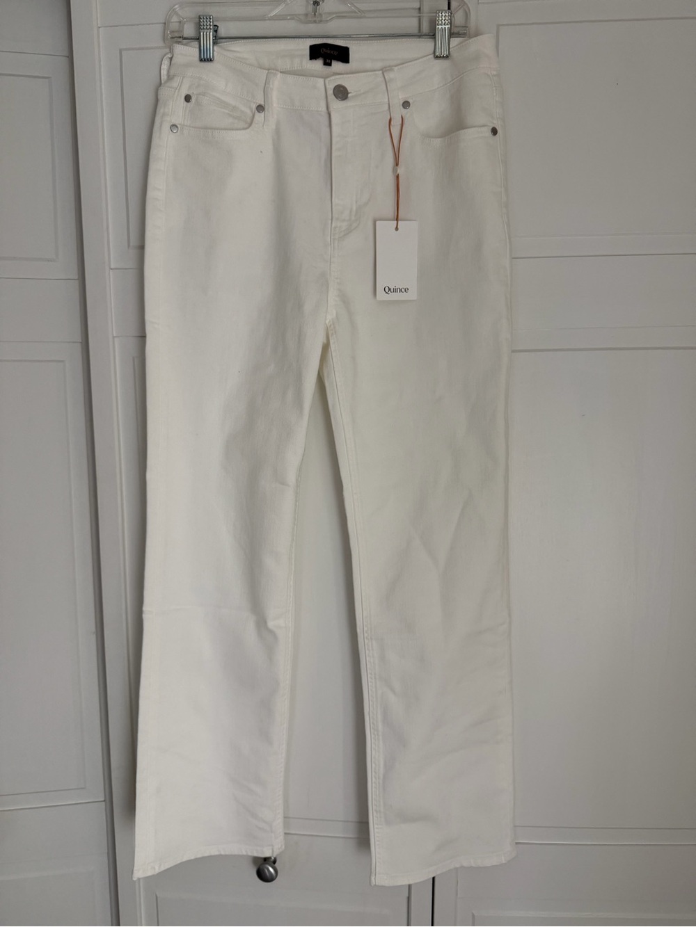 Quince White Straight-Leg Jeans with Clean Silhouette - Picture 5 of 5